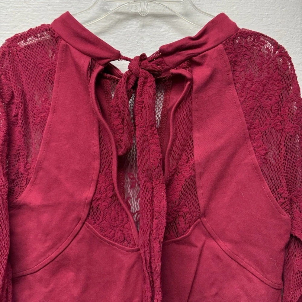 Free People It's Now or Never Wine Red Lace Bodycon Dress - Picture 6 of 7